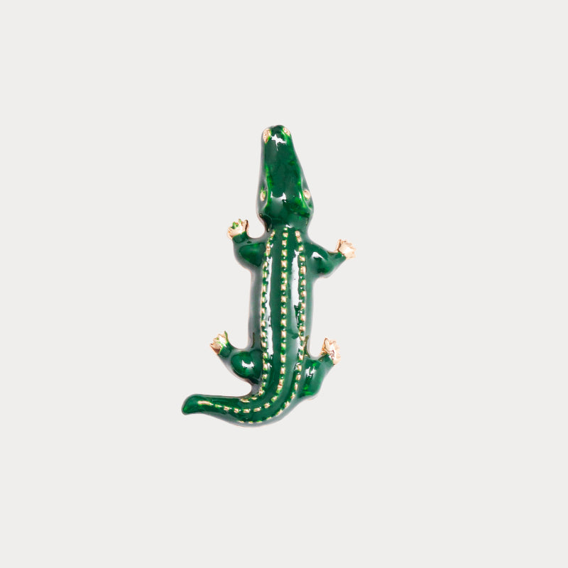 Bijou clip en forme de crocodile vert