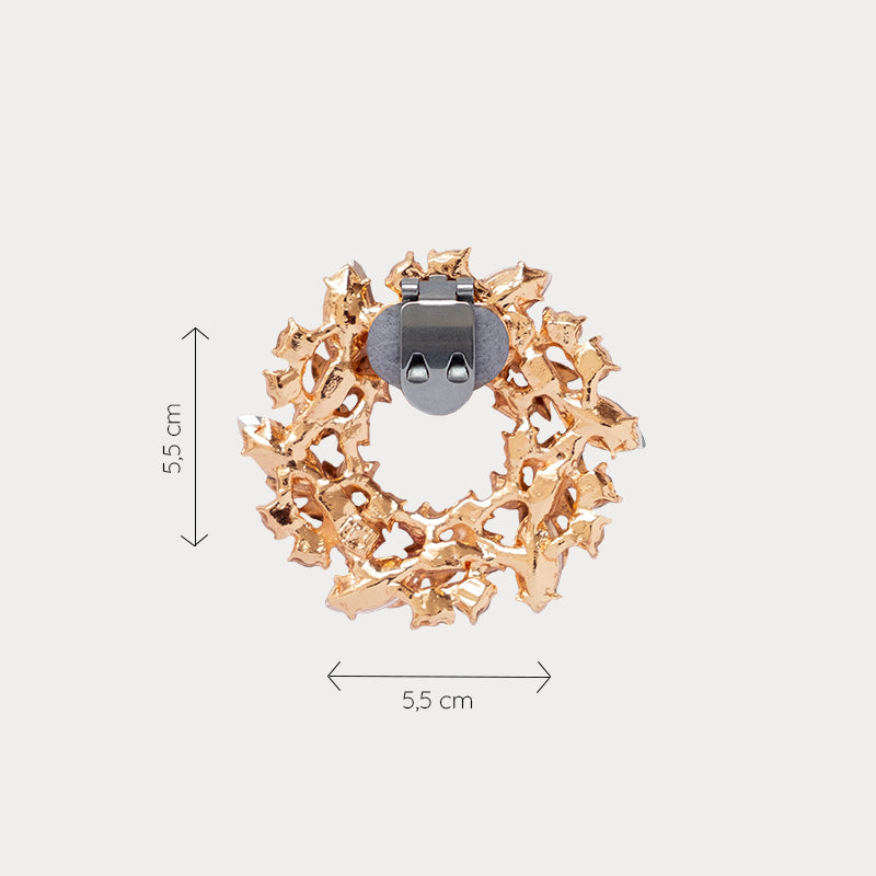 Bijou clip strass rond vue de dos avec dimensions