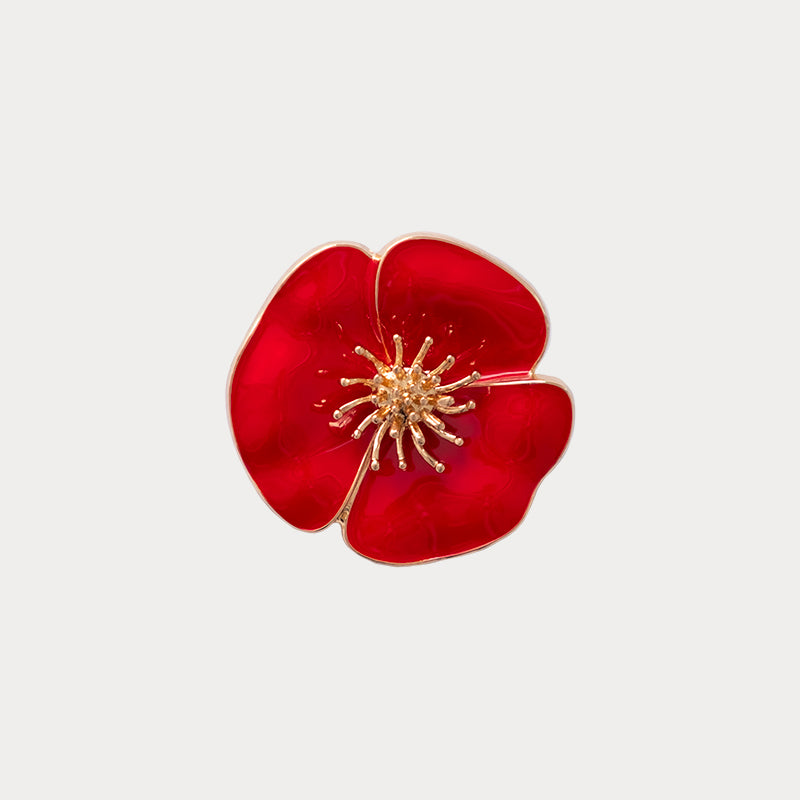 Bijou clip en forme de fleur de coquelicot rouge