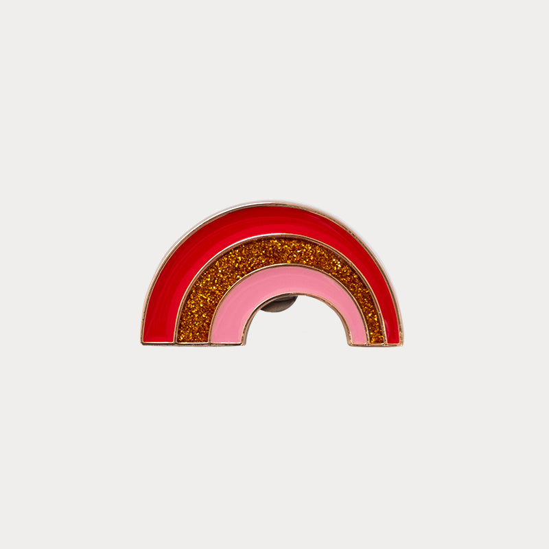 Bijou clip en forme d'arc en ciel rouge rose et pailleté
