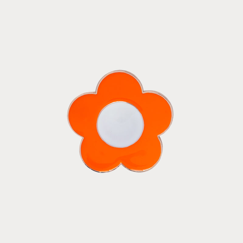 Bijou clip en forme de fleur orange et blanche